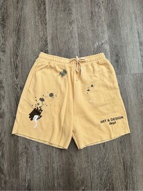 Nova Men Tan Paint-Detail Athletic Shorts